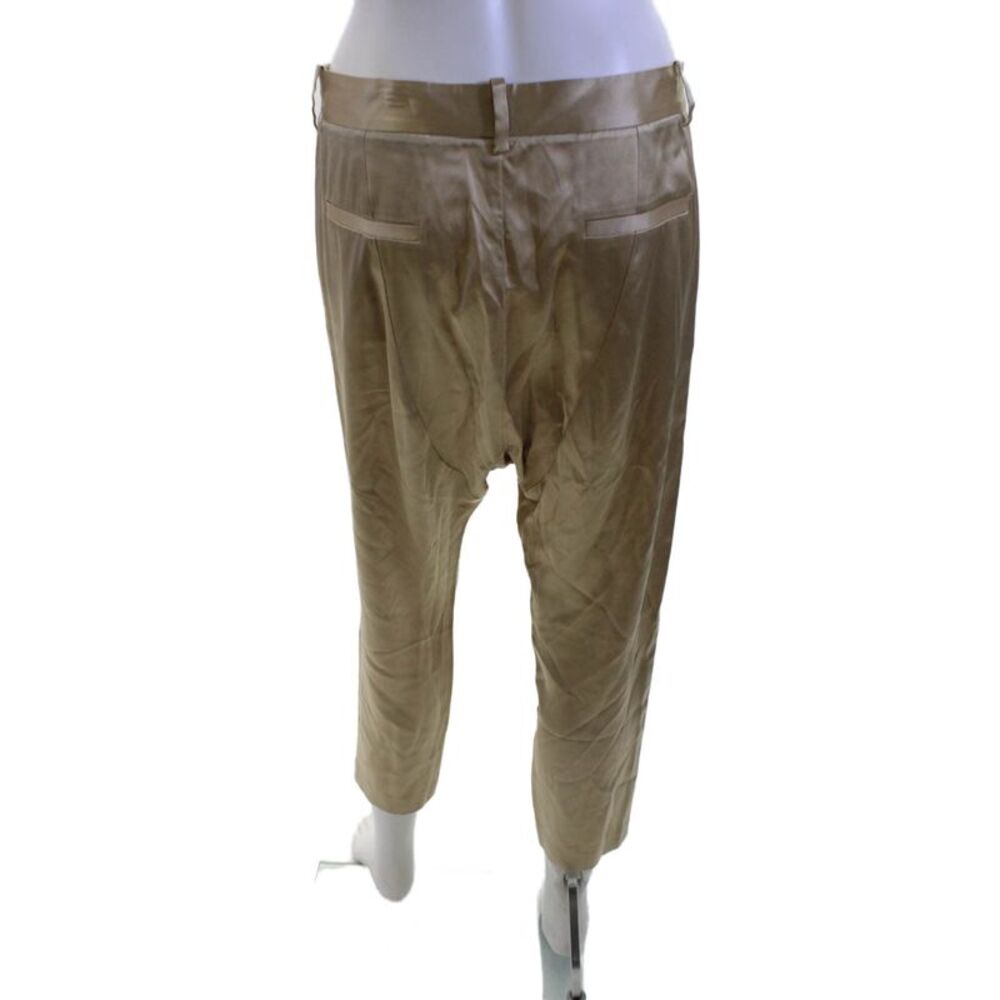 Nili Lotan Womens Cropped Ankle Silk Button Pants Beige Size 2 - Picture 3 of 4